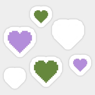 Gender Queer Pride Hearts Pixel Art Sticker